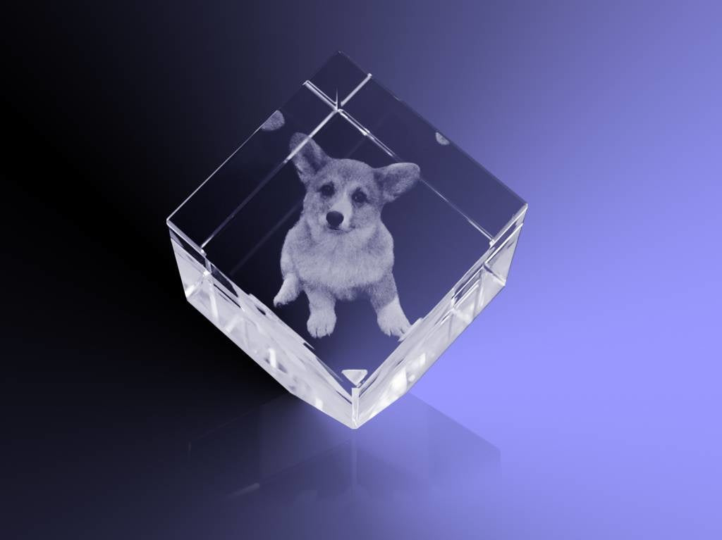 Foto in glas - 2D - Kubus 8 cm staand op hoek