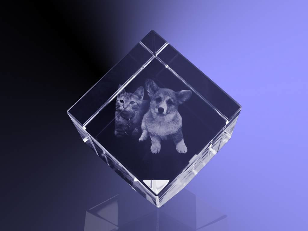 Foto in glas - 2D - Kubus 8 cm staand op hoek