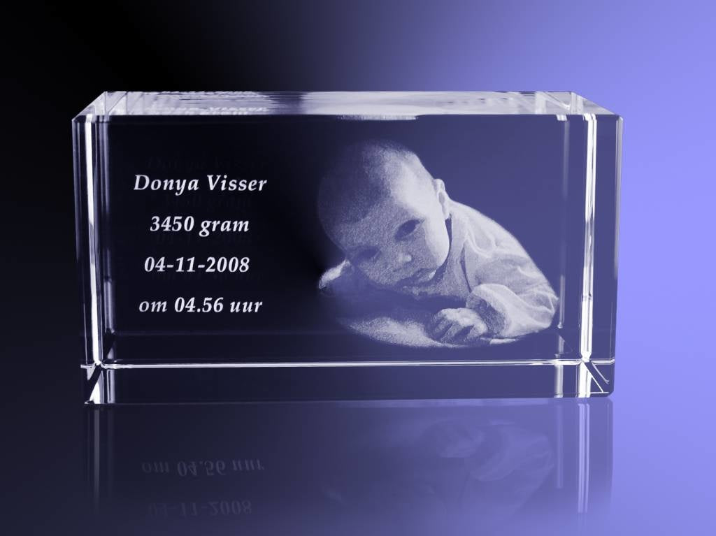 Foto in glas - 2D - Rechthoek blok - 8x8x12 cm - Liggend model