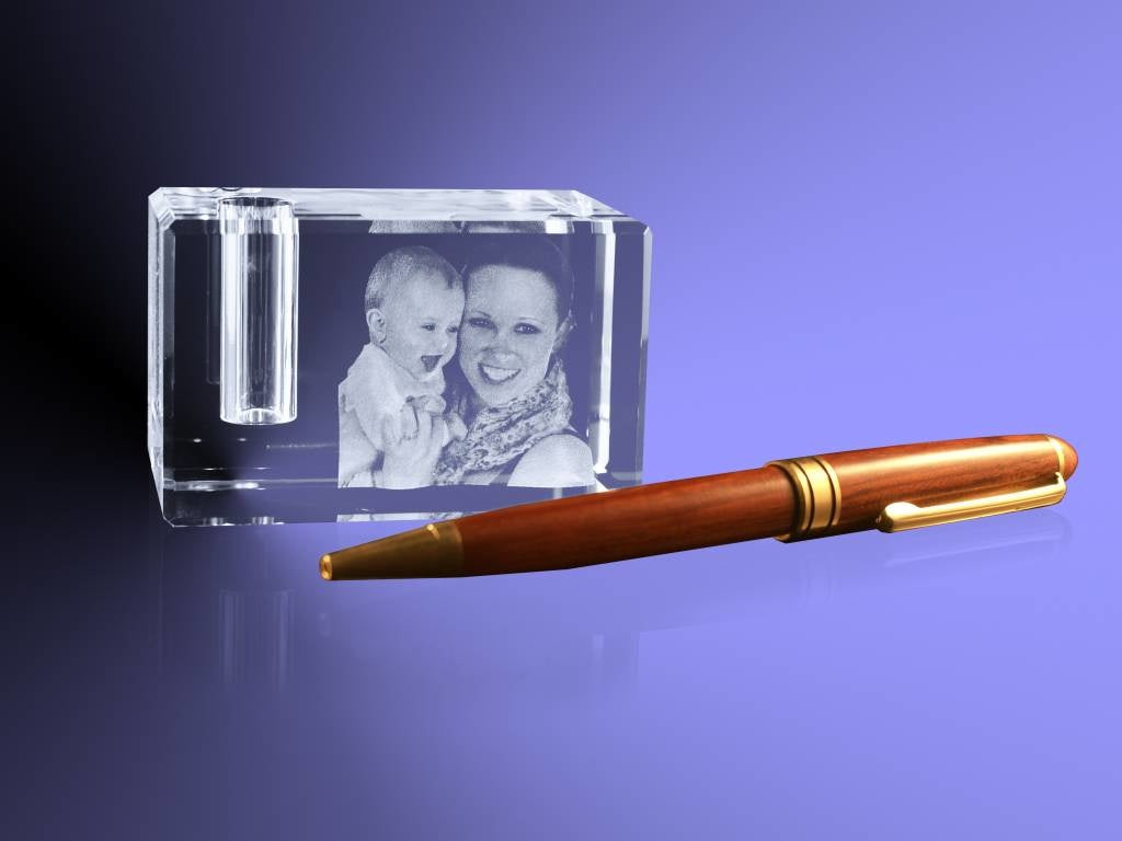 Foto in glas - 2D - Penhouder van glas met foto
