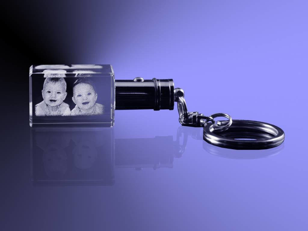 Foto in glas - 2D - Sleutelhanger van glas met lampje