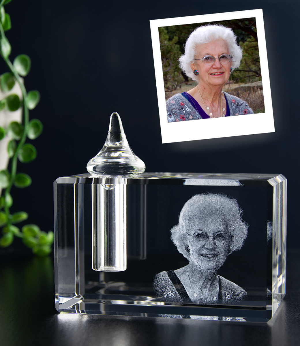 Urn klein met 3D foto in glas