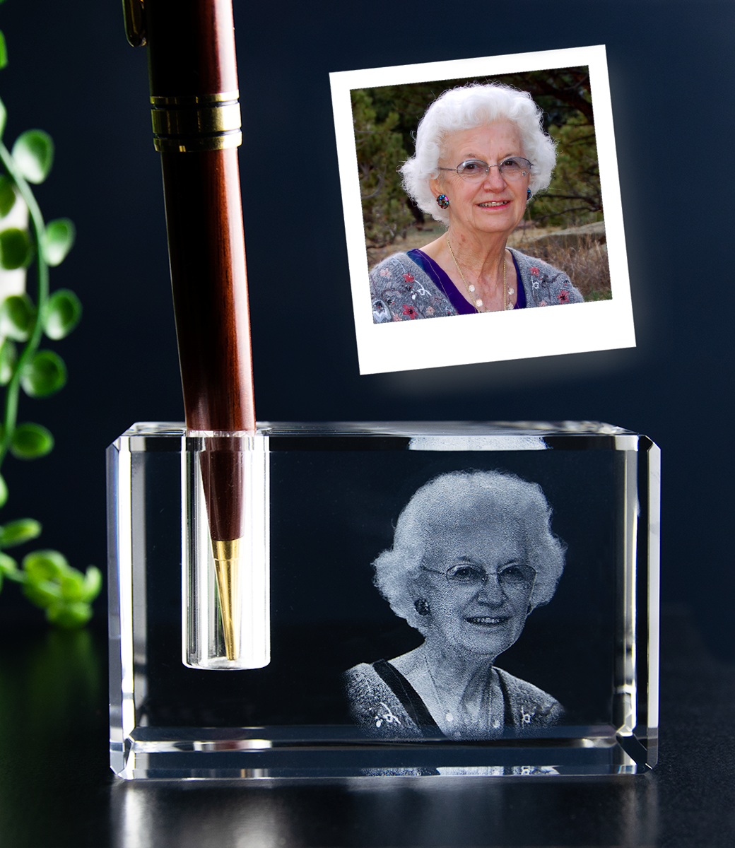 Penhouder 3D met foto in glas