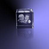 Foto 2D in Kristal Glas - Kubus - Kubus Crystal met laser gravure
