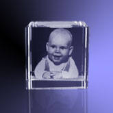 Foto 2D in Kristal Glas - Kubus - Kubus Crystal met laser gravure