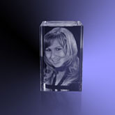 2D Portretfoto 3D in Glas (kan alleen van personen) - blok 50x80x50 mm horizontaal