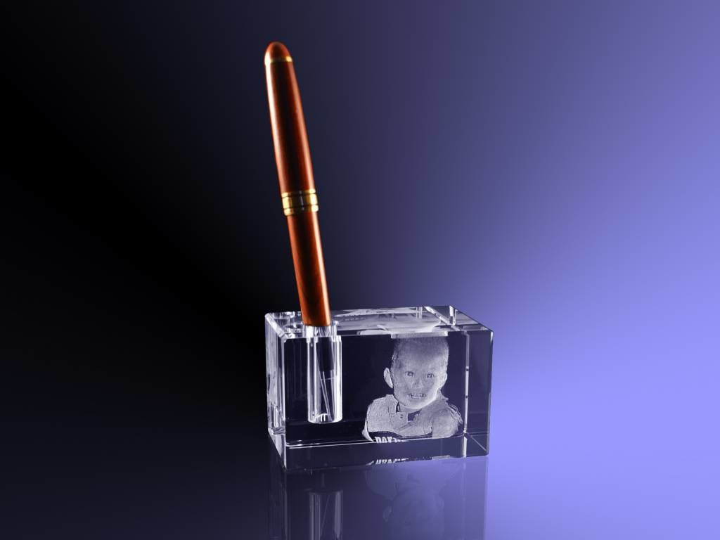 Foto in glas - 2D - Penhouder van glas met foto