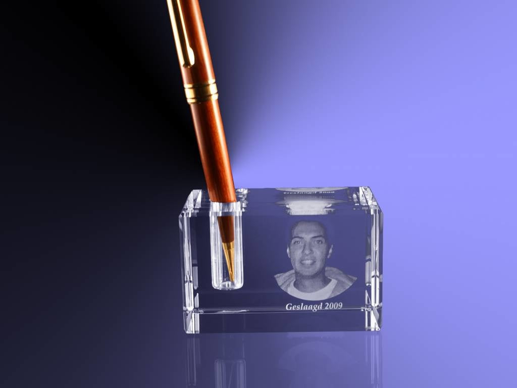 Foto in glas - 2D - Penhouder van glas met foto